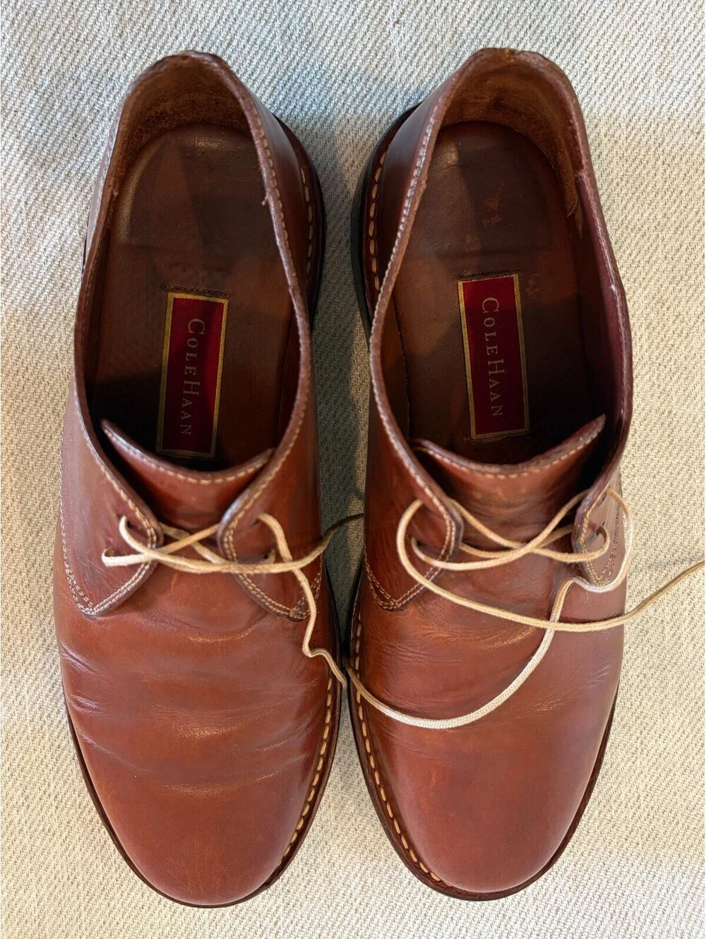 Cole Haan Country Cognac Brown Leather Plain Toe Derby Mens 10.5 M C02175